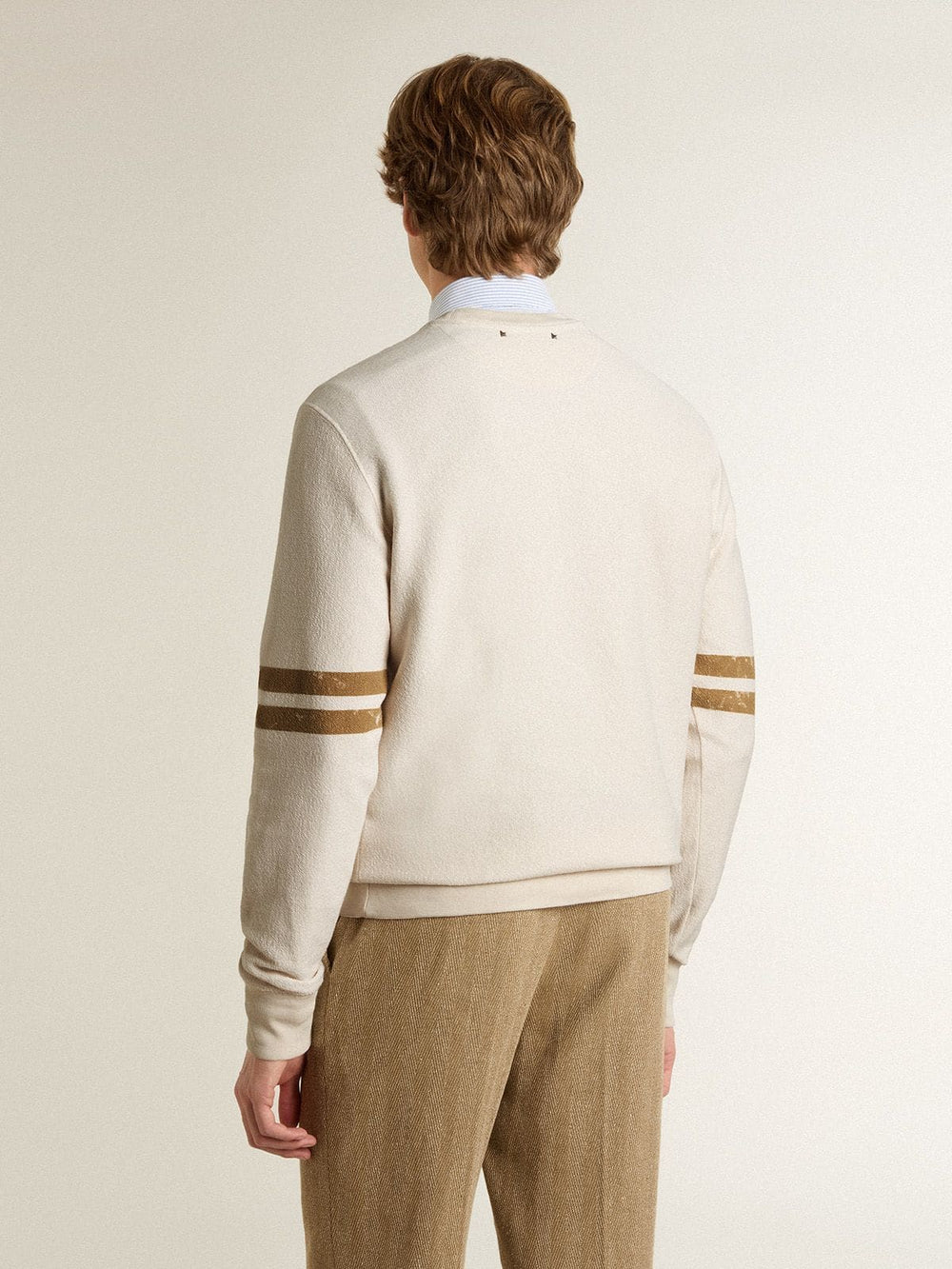 Golden Goose Men's white cotton sweatshirt with front print