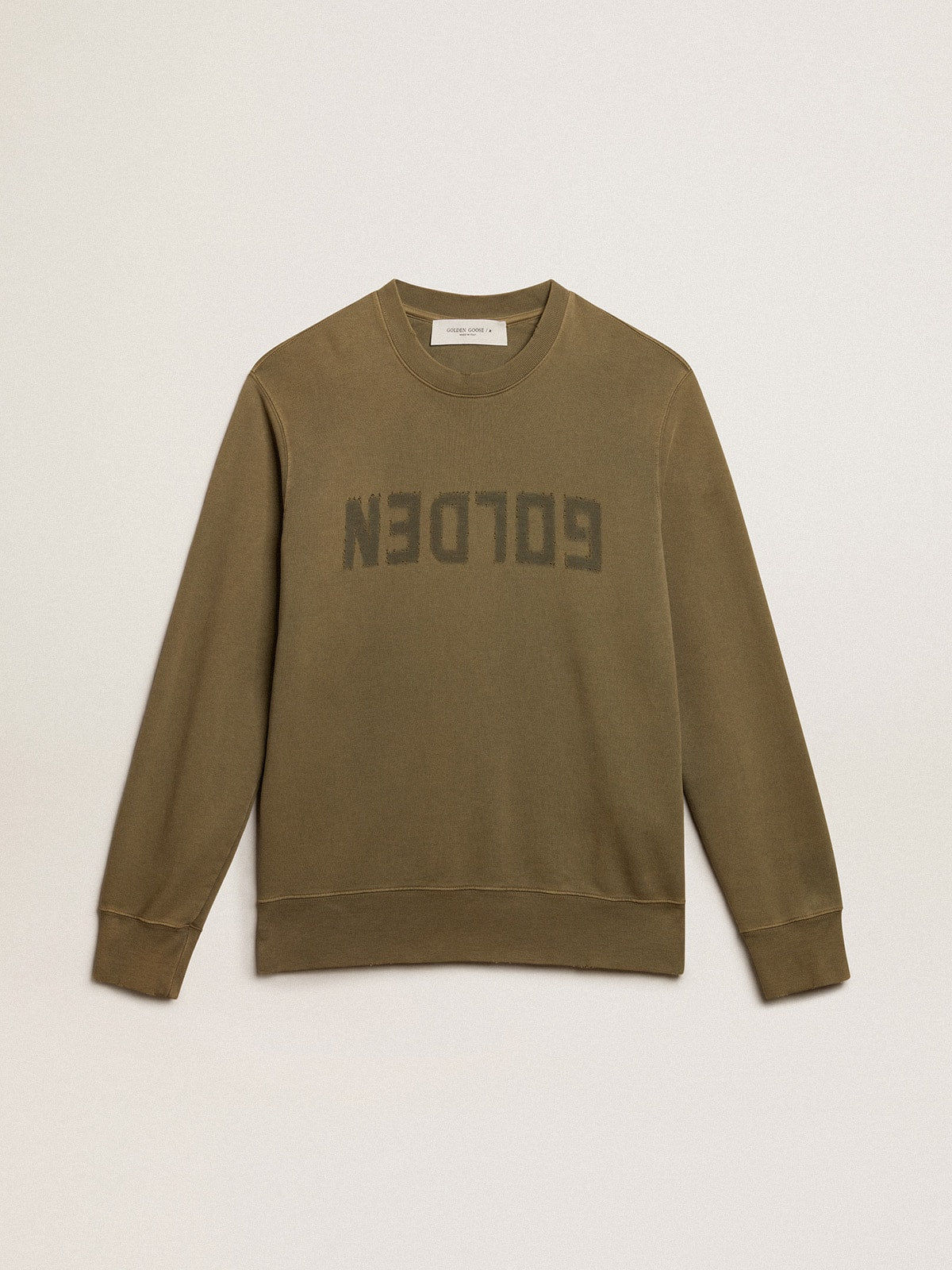 Golden Goose Men's olive green sweatshirt with Golden lettering