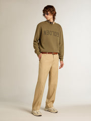 Golden Goose Men's olive green sweatshirt with Golden lettering