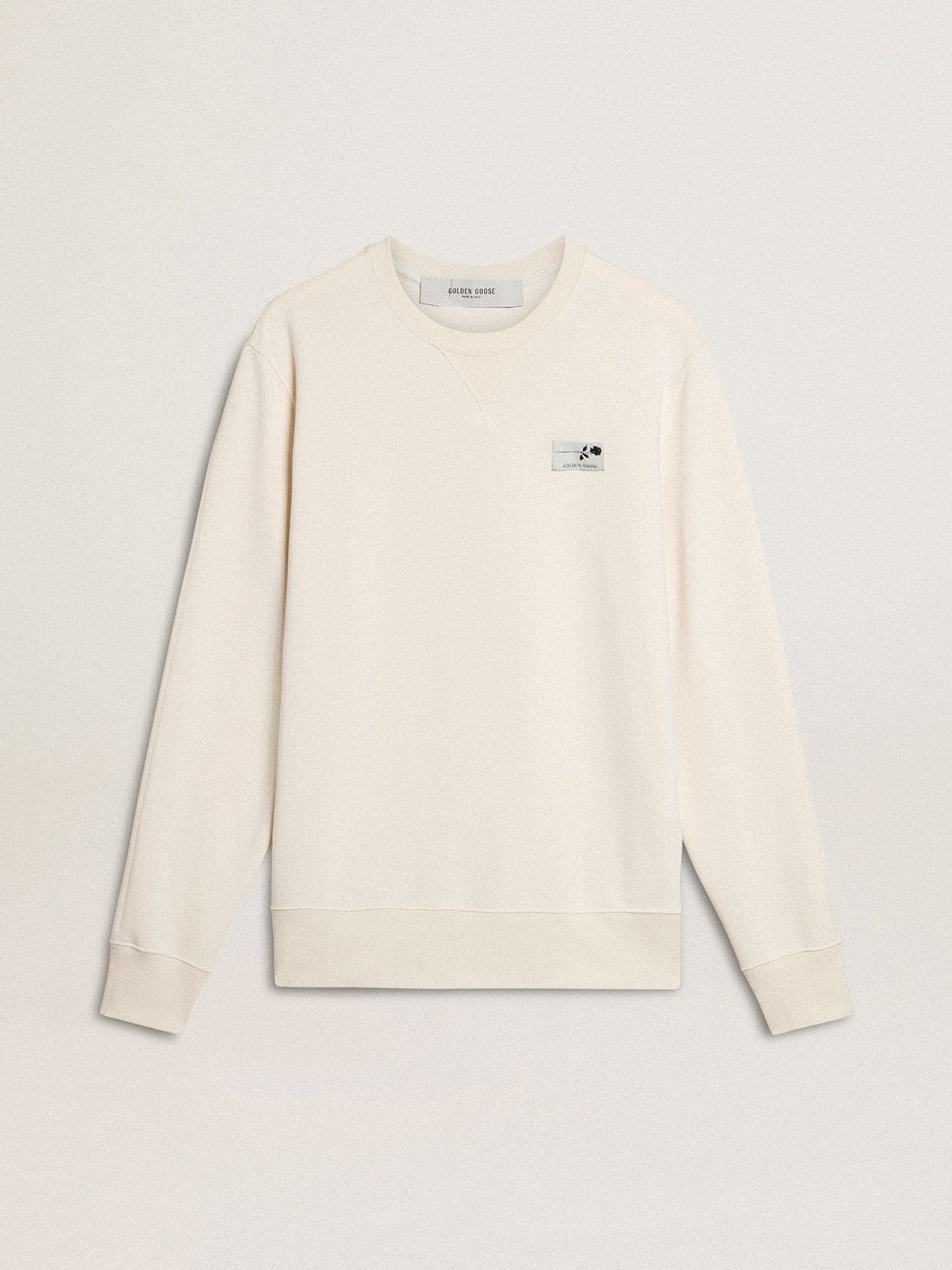 Golden Goose Men's white cotton sweatshirt with print on the back