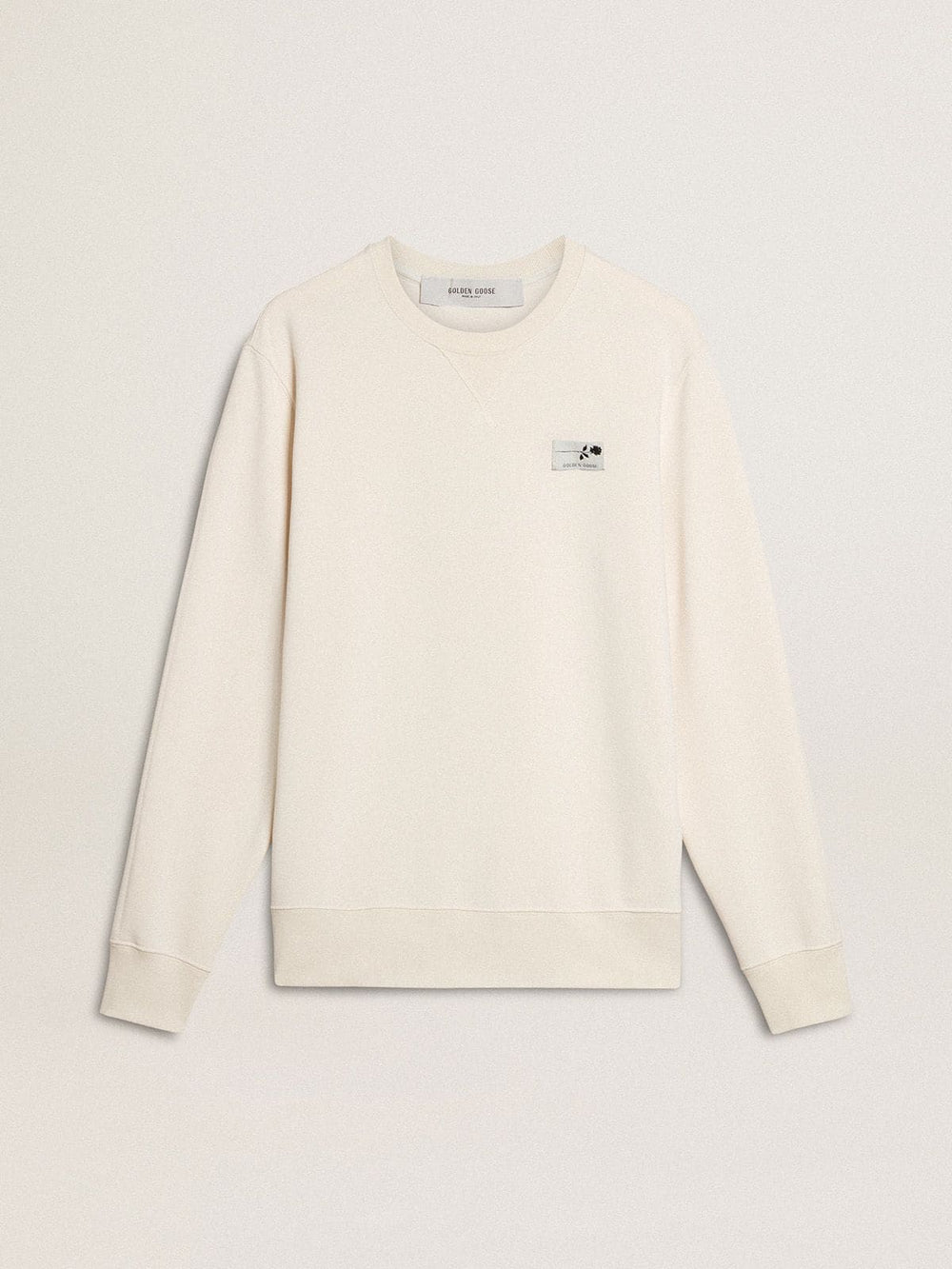 Golden Goose Men's white cotton sweatshirt with print on the back