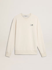 Golden Goose Men's white cotton sweatshirt with print on the back