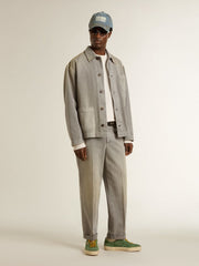 Golden Goose Men's white cotton sweatshirt with print on the back