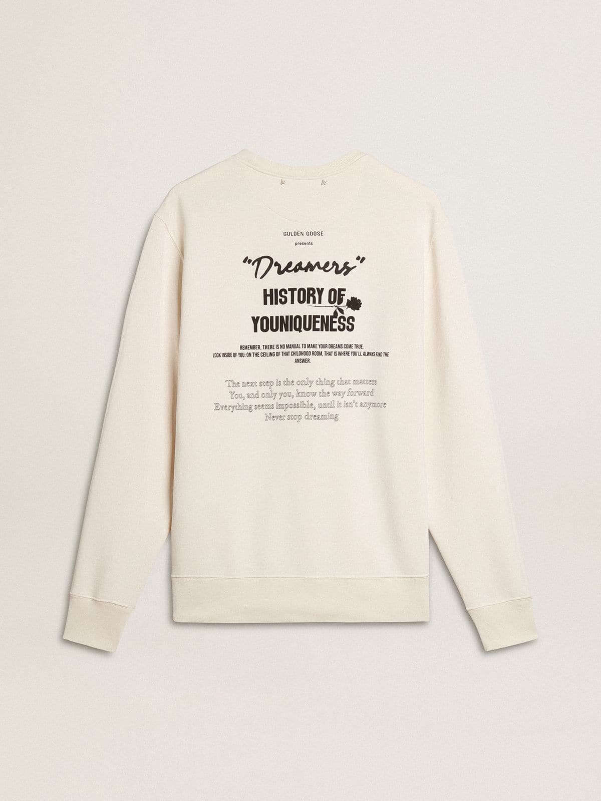 Golden Goose Men's white cotton sweatshirt with print on the back