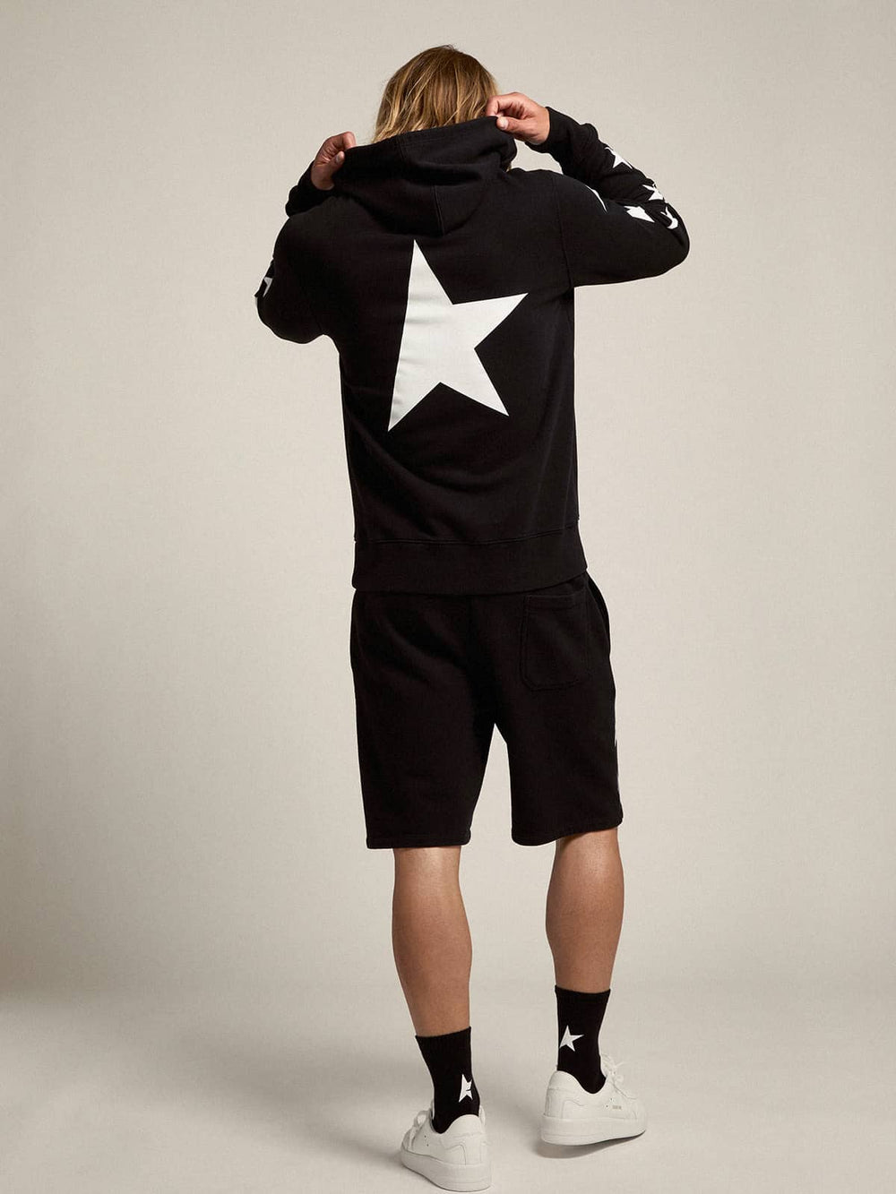 Golden Goose Black Alighiero Star Collection sweatshirt with contrasting white stars