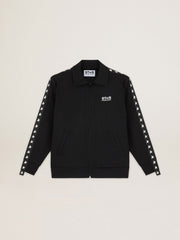 Golden Goose Men's black zipped sweatshirt with white stars