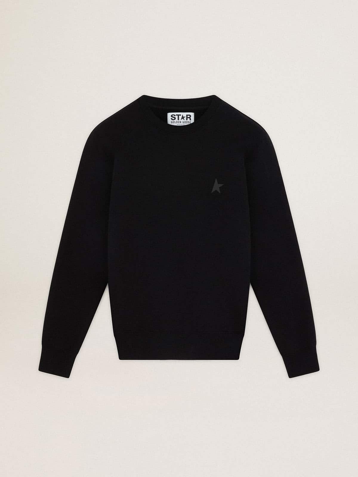 Golden Goose Black Archibald Star Collection sweatshirt with tone-on-tone star on the front