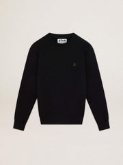 Golden Goose Black Archibald Star Collection sweatshirt with tone-on-tone star on the front