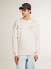 Golden Goose Men's sweatshirt in worn white with print