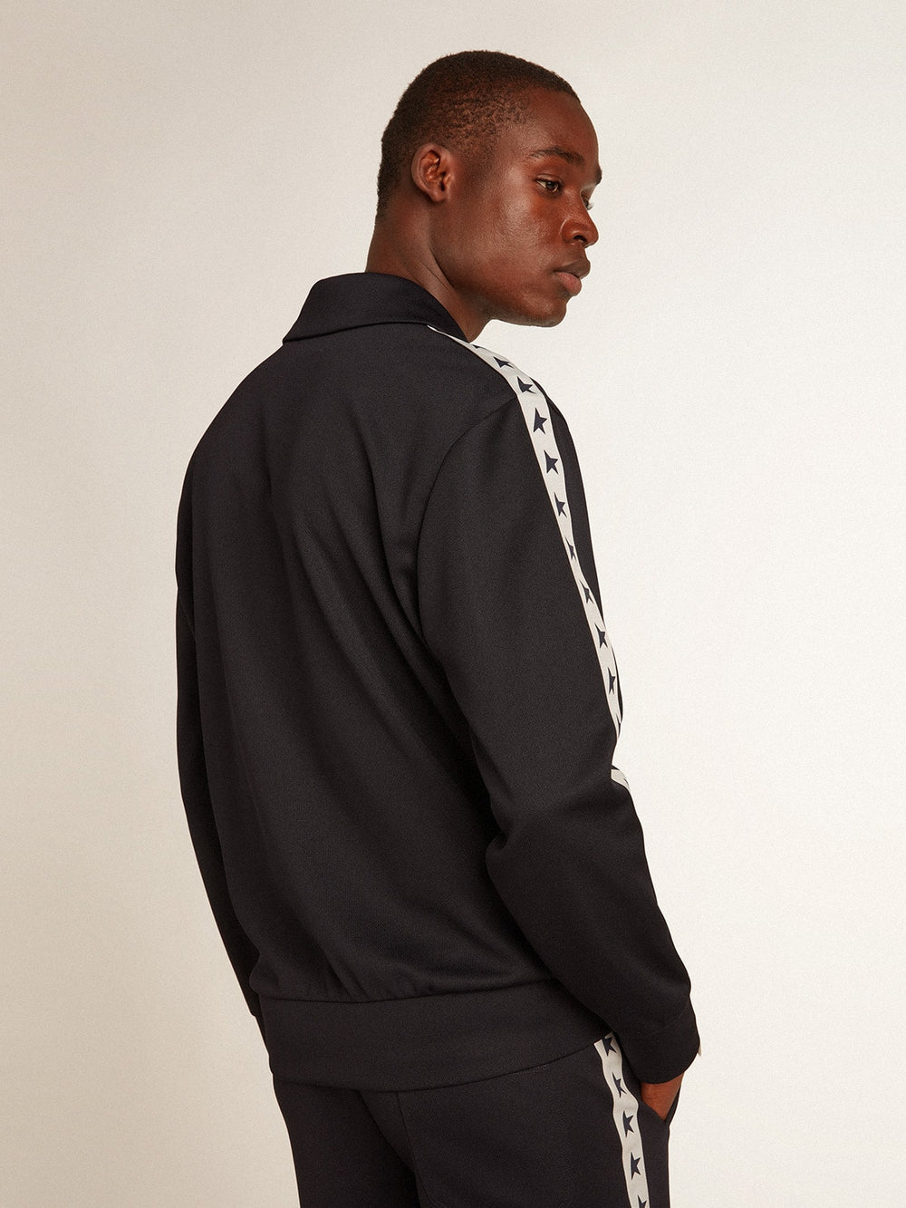 Golden Goose Dark blue sweatshirt with white strip and contrasting blue stars