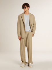 Golden Goose Men’s gray round neck sweatshirt with contrast stitching