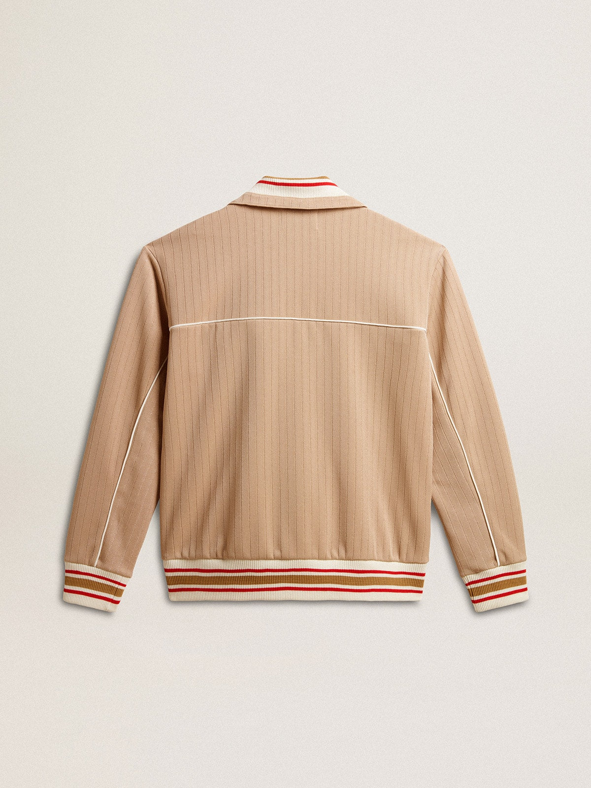 Golden Goose Men’s light beige zipped sweatshirt with white logo