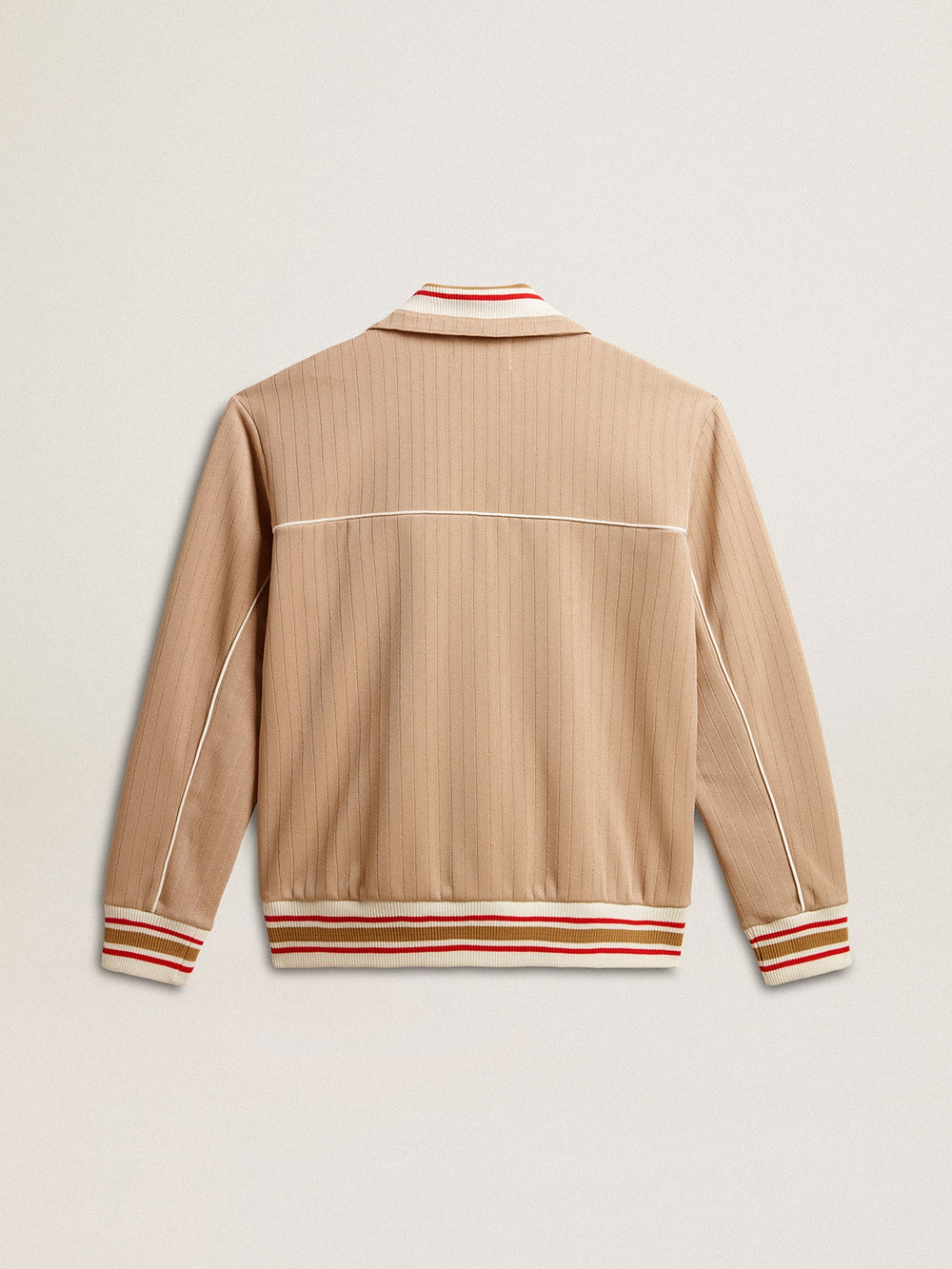Golden Goose Men’s light beige zipped sweatshirt with white logo