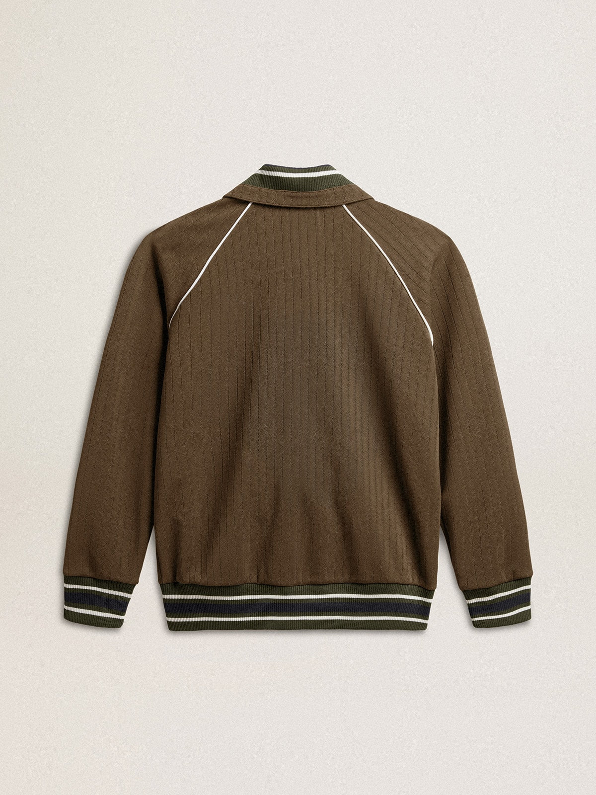 Golden Goose Men’s military green zipped sweatshirt with white logo