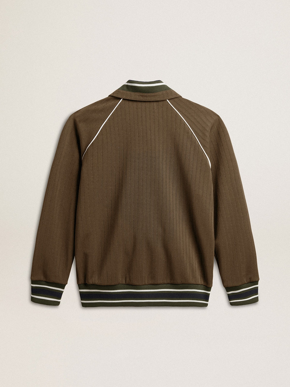 Golden Goose Men’s military green zipped sweatshirt with white logo