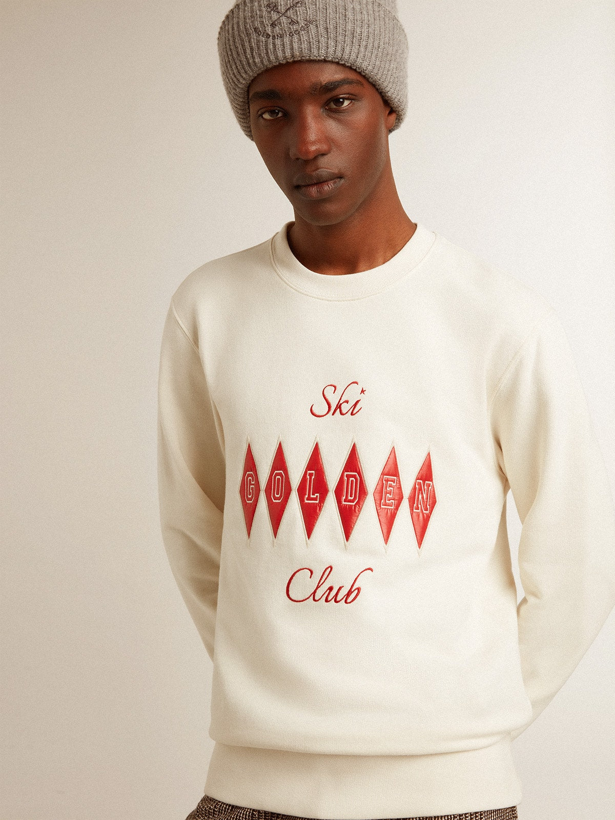 Golden Goose Men's cotton crew-neck sweatshirt with embroidered lettering