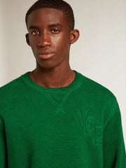 Golden Goose Round-neck sweatshirt in green cotton fleece