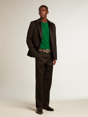 Golden Goose Round-neck sweatshirt in green cotton fleece