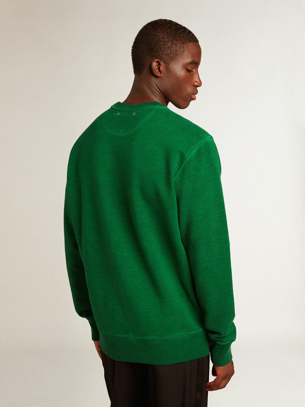 Golden Goose Round-neck sweatshirt in green cotton fleece