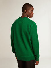 Golden Goose Round-neck sweatshirt in green cotton fleece