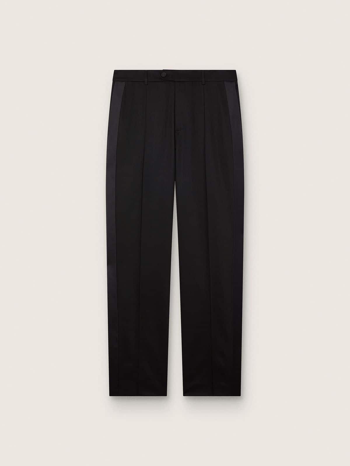 Golden Goose Men's pants in black cool wool with satin side stripe