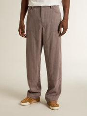 Golden Goose Men’s wool blend pants in light brown micro chevron