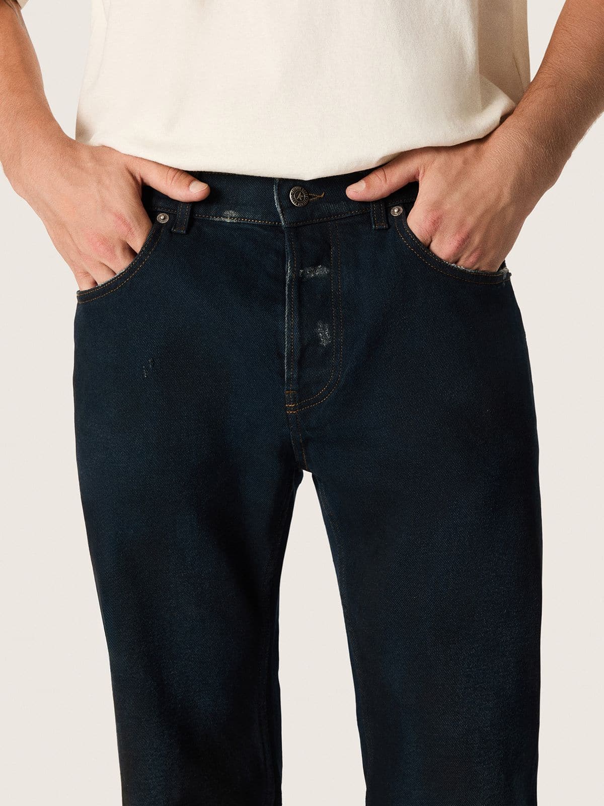 Golden Goose Men’s slim-fit jeans in dark indigo stretch denim