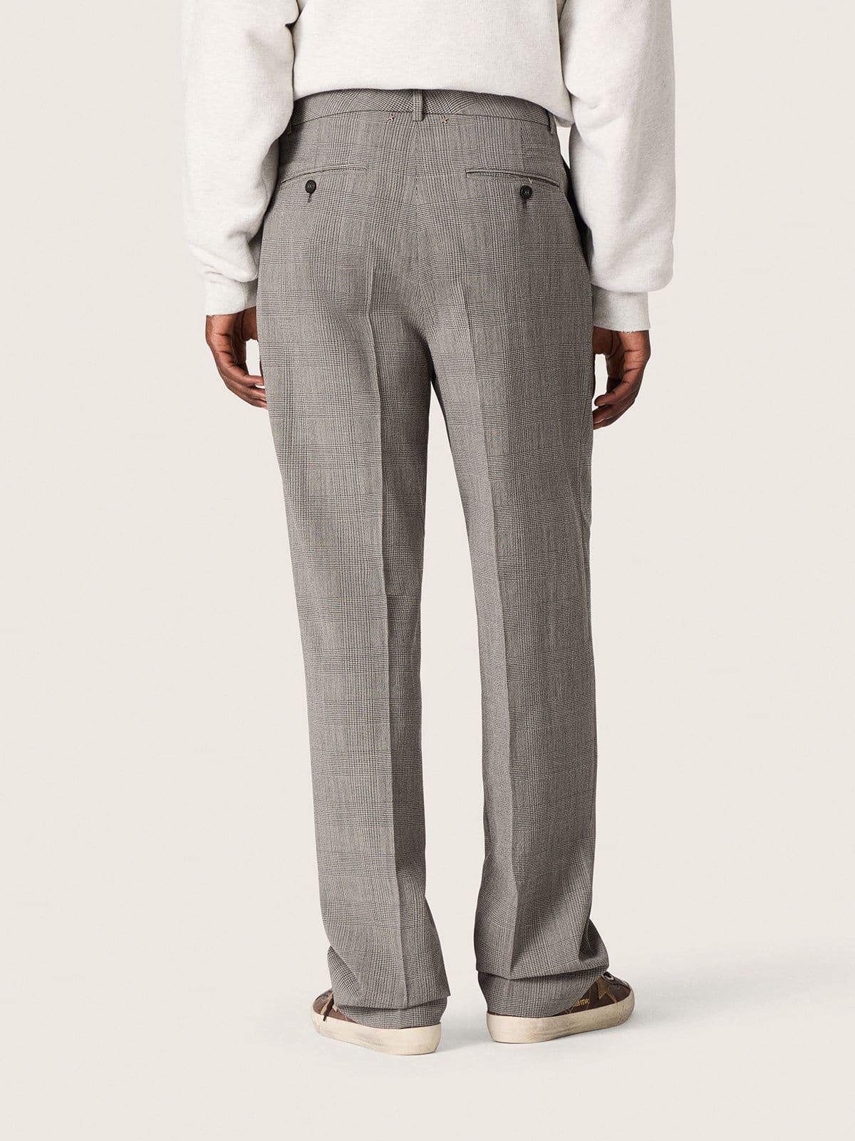 Golden Goose Men’s slim-fit pants in gray Prince of Wales check