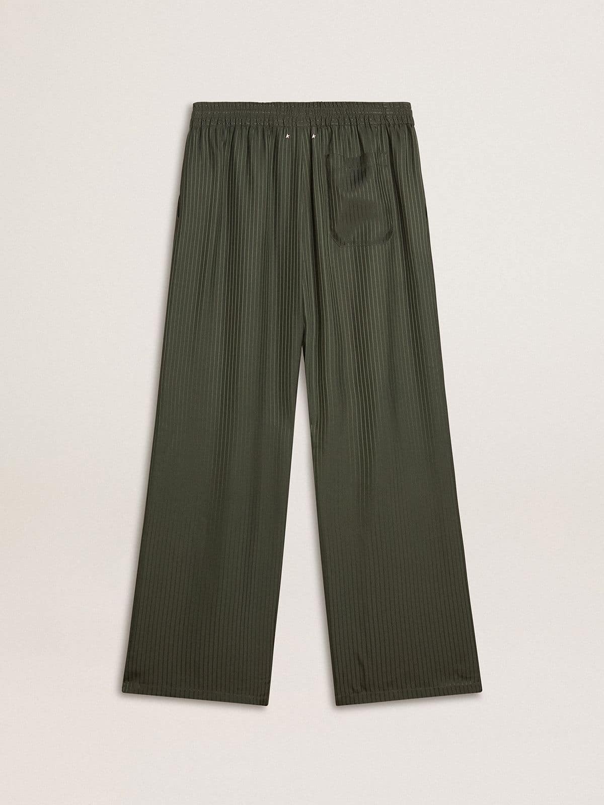Golden Goose Men's dark green joggers with vertical stripes