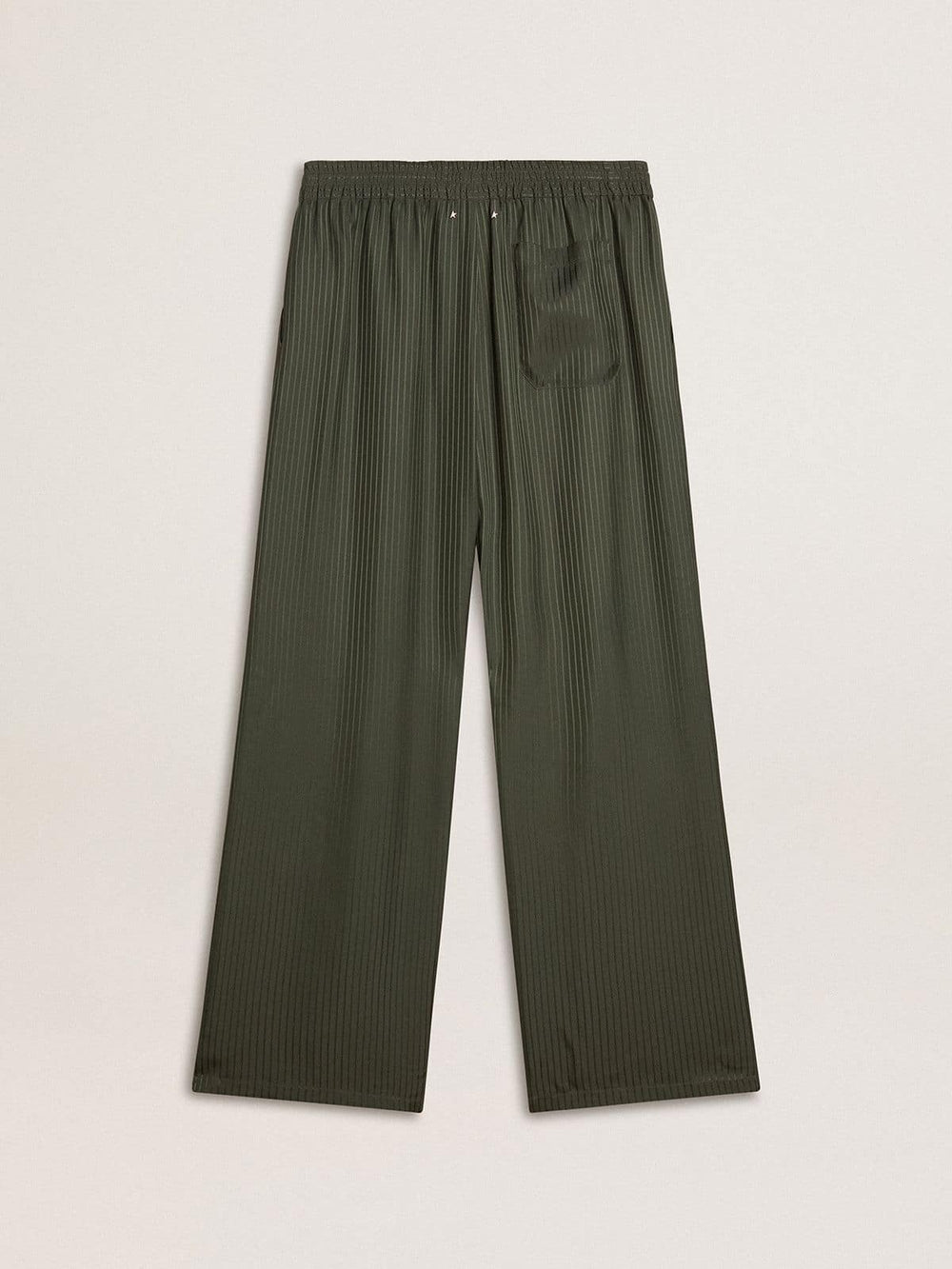 Golden Goose Men's dark green joggers with vertical stripes