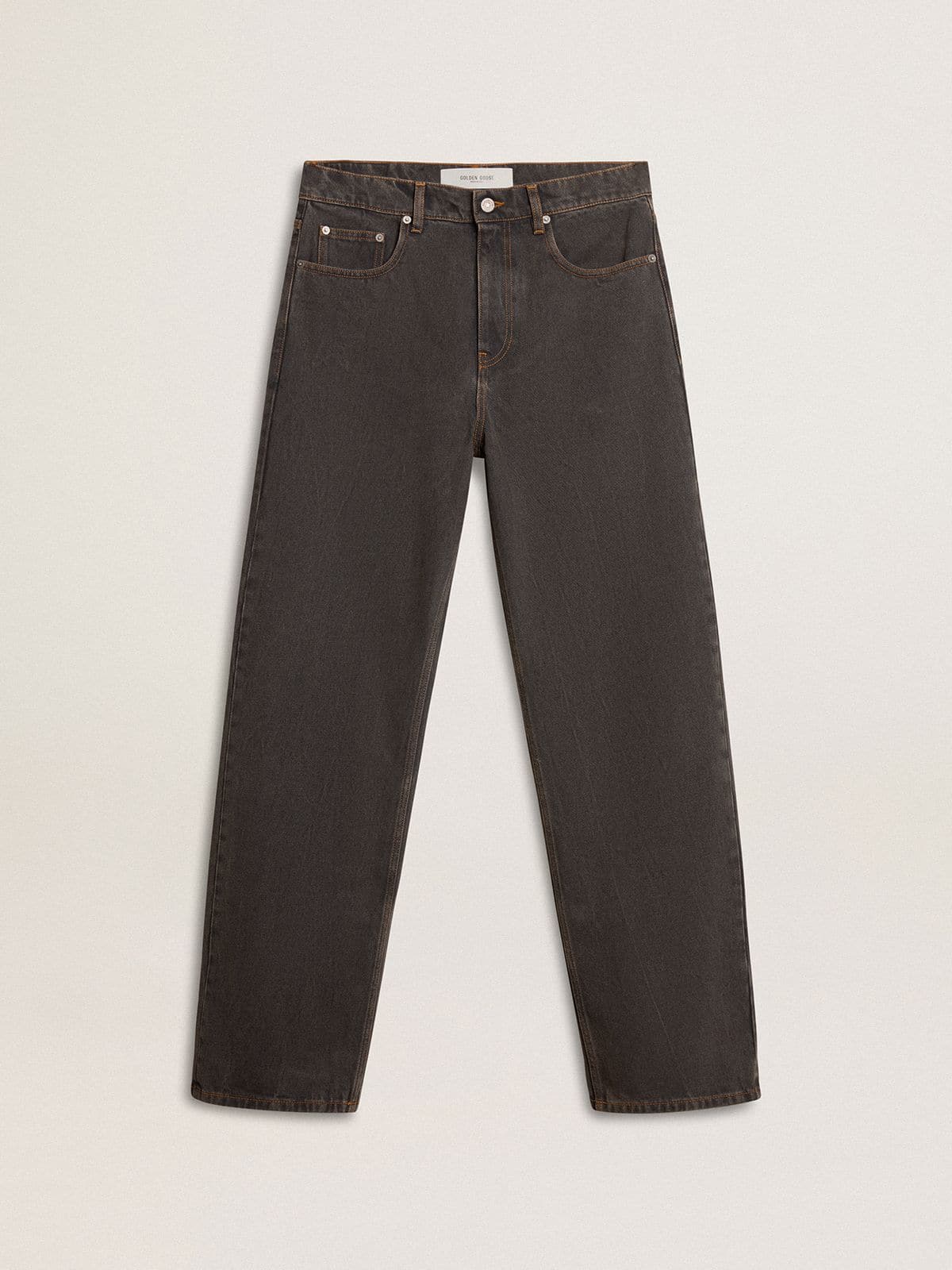 Golden Goose Men's dark gray jeans in twist crease-wash denim