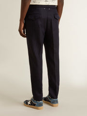 Golden Goose Men's wool pants with vertical thin stripes