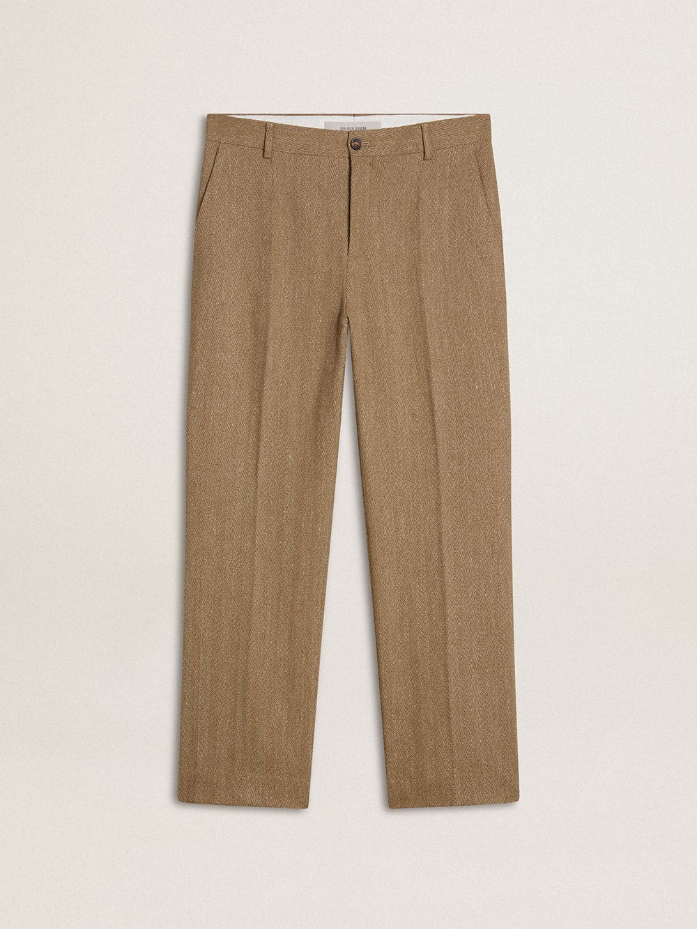 Golden Goose Tailored pants in sand-colored chevron linen blend