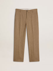 Golden Goose Tailored pants in sand-colored chevron linen blend