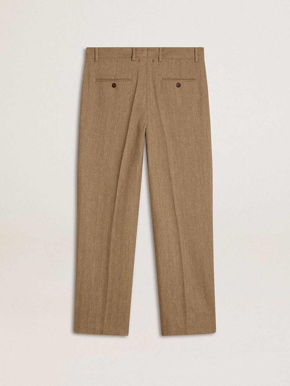 Golden Goose Tailored pants in sand-colored chevron linen blend