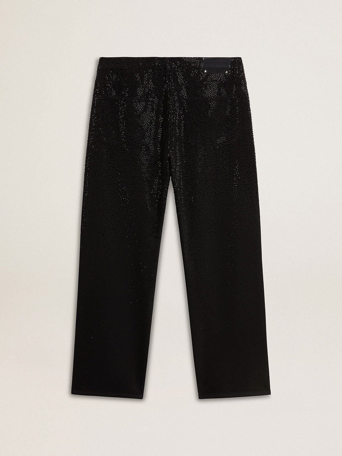 Golden Goose Men's black jeans with a loose fit and gradient effect all-over crystals