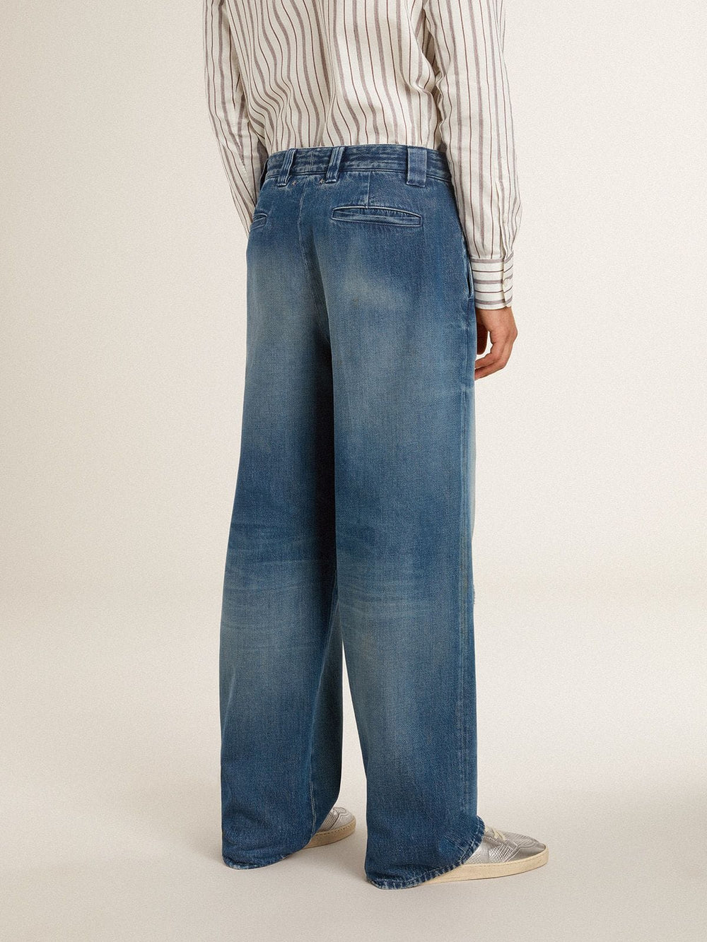 Golden Goose Men's denim chinos with distressed details