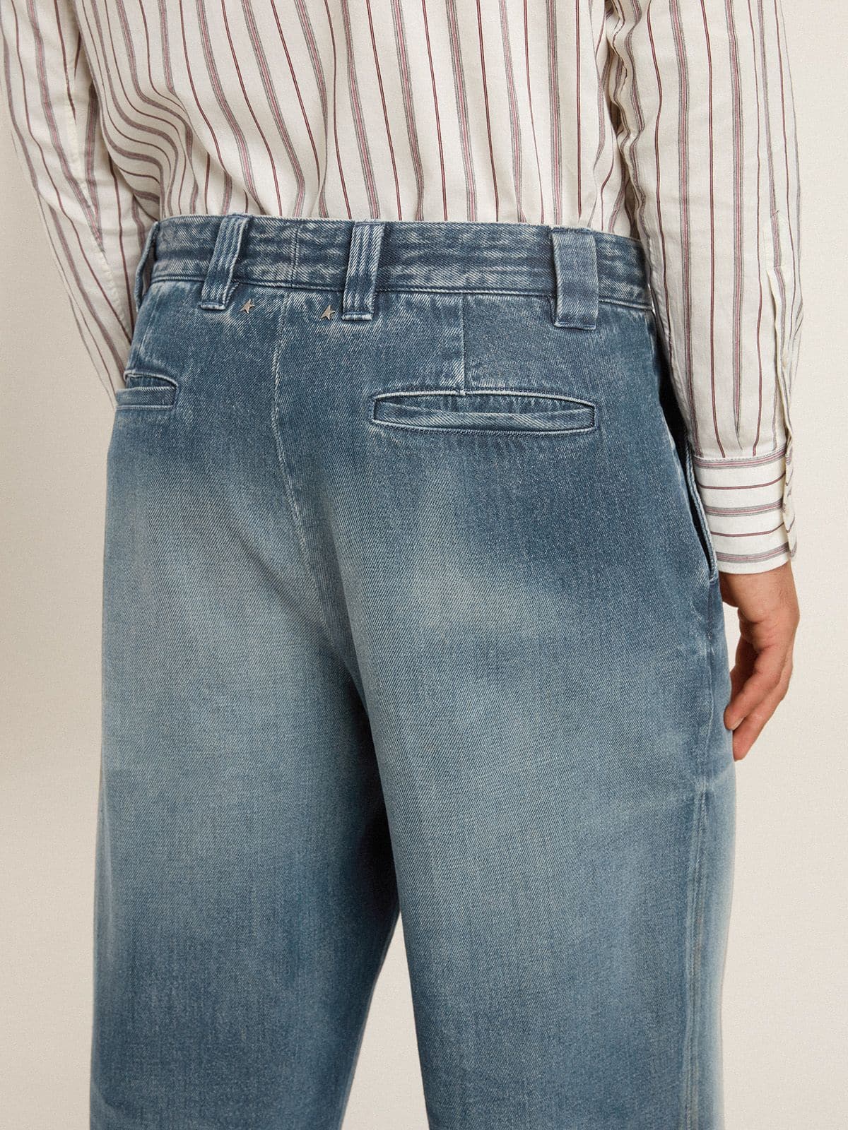 Golden Goose Men's denim chinos with distressed details