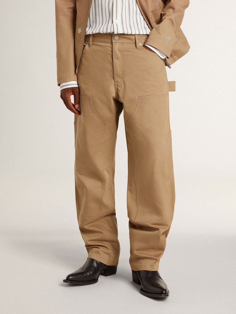 Golden Goose Men's beige pants with patches