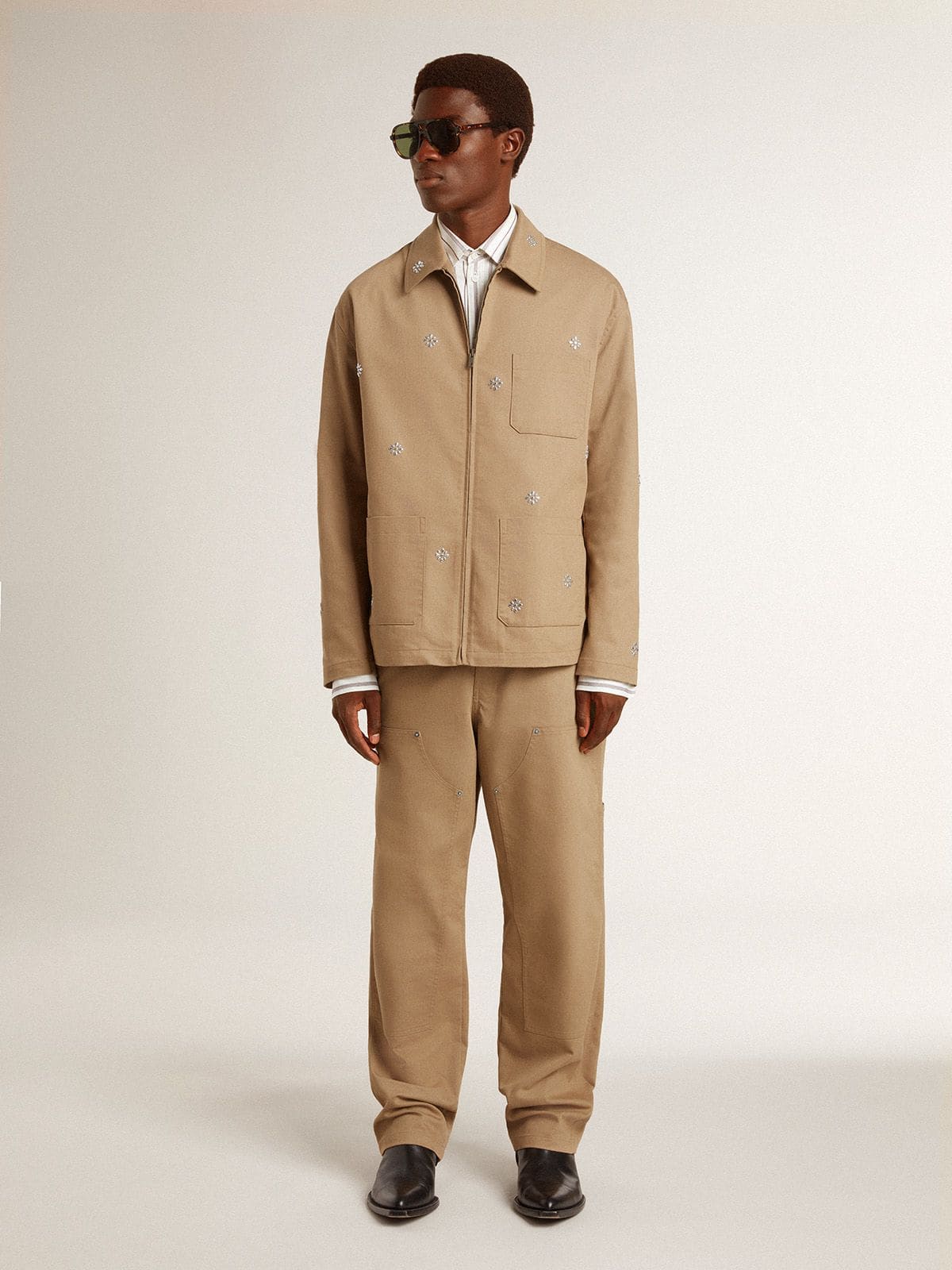 Golden Goose Men's beige pants with patches
