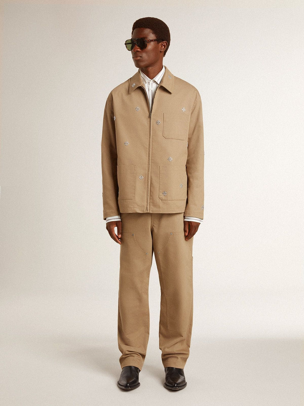 Golden Goose Men's beige pants with patches