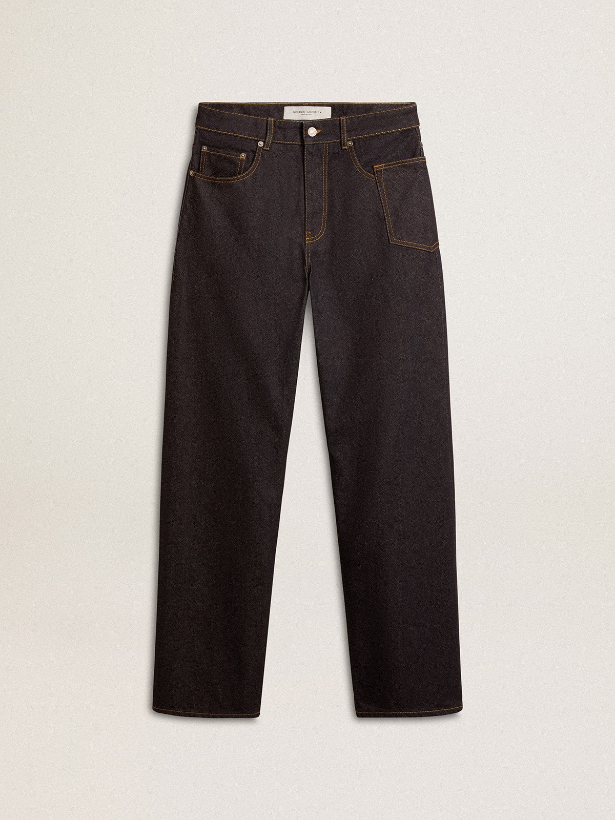 Golden Goose Men’s dark blue wide-leg jeans in one-wash denim