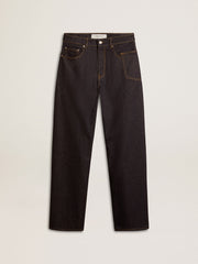 Golden Goose Men’s dark blue wide-leg jeans in one-wash denim