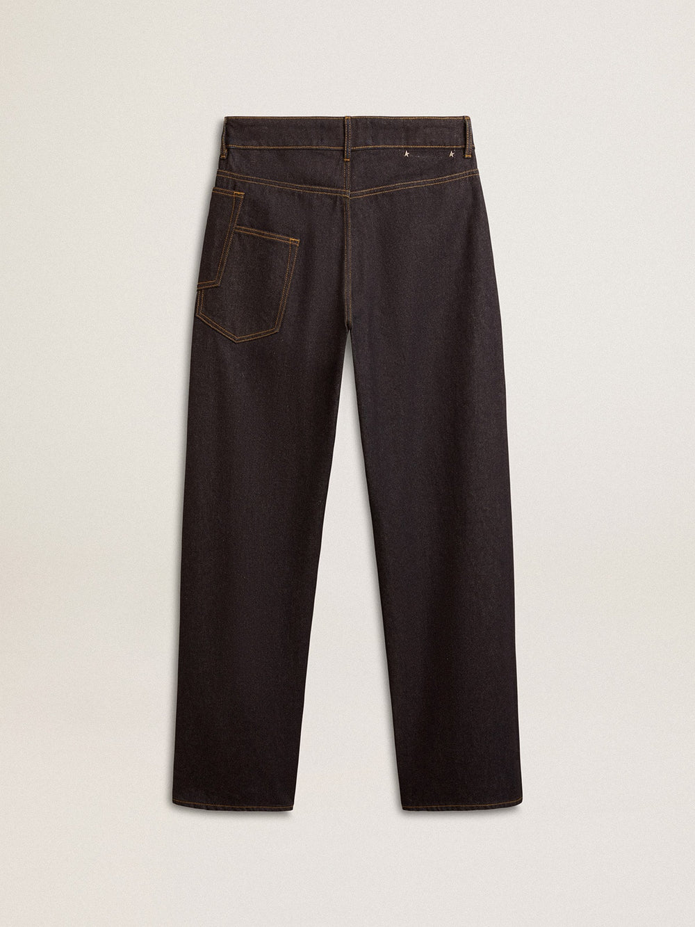 Golden Goose Men’s dark blue wide-leg jeans in one-wash denim