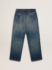 Golden Goose Men's loose fit medium wash CNY jeans