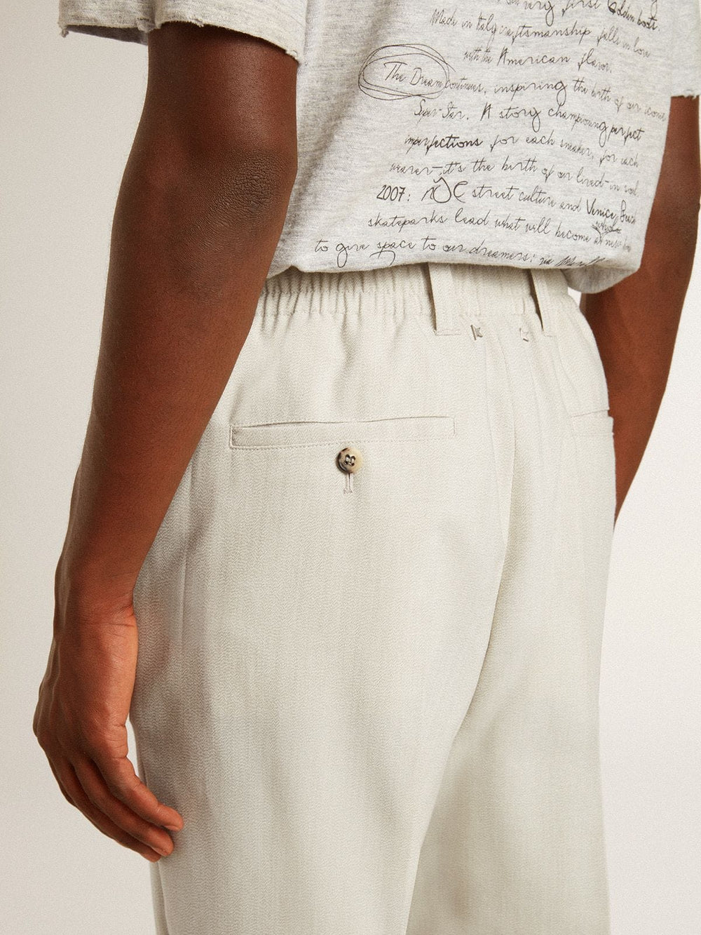 Golden Goose Men's joggers in khaki wool blend