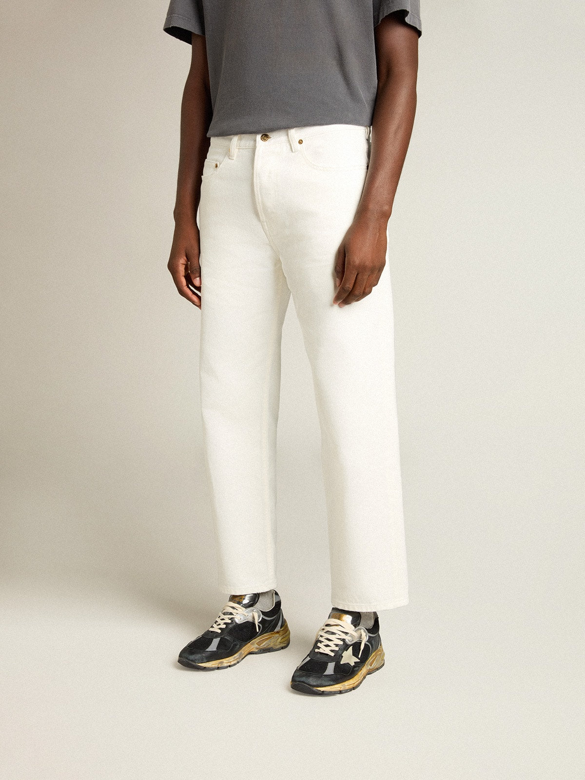 Golden Goose Men's white denim pants
