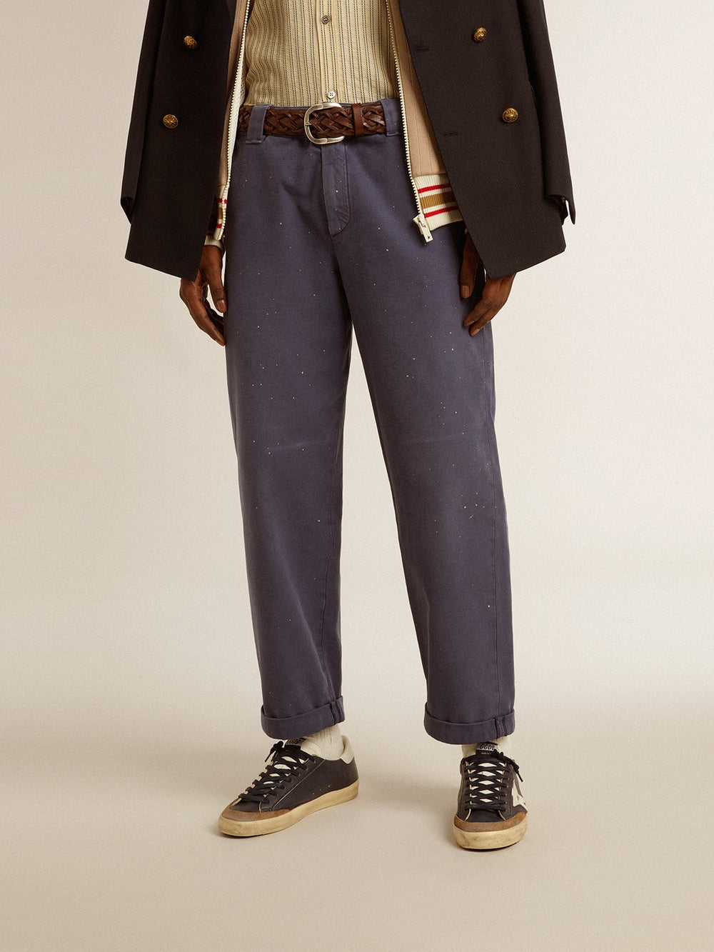 Golden Goose Men's chinos in blue with a lived-in effect