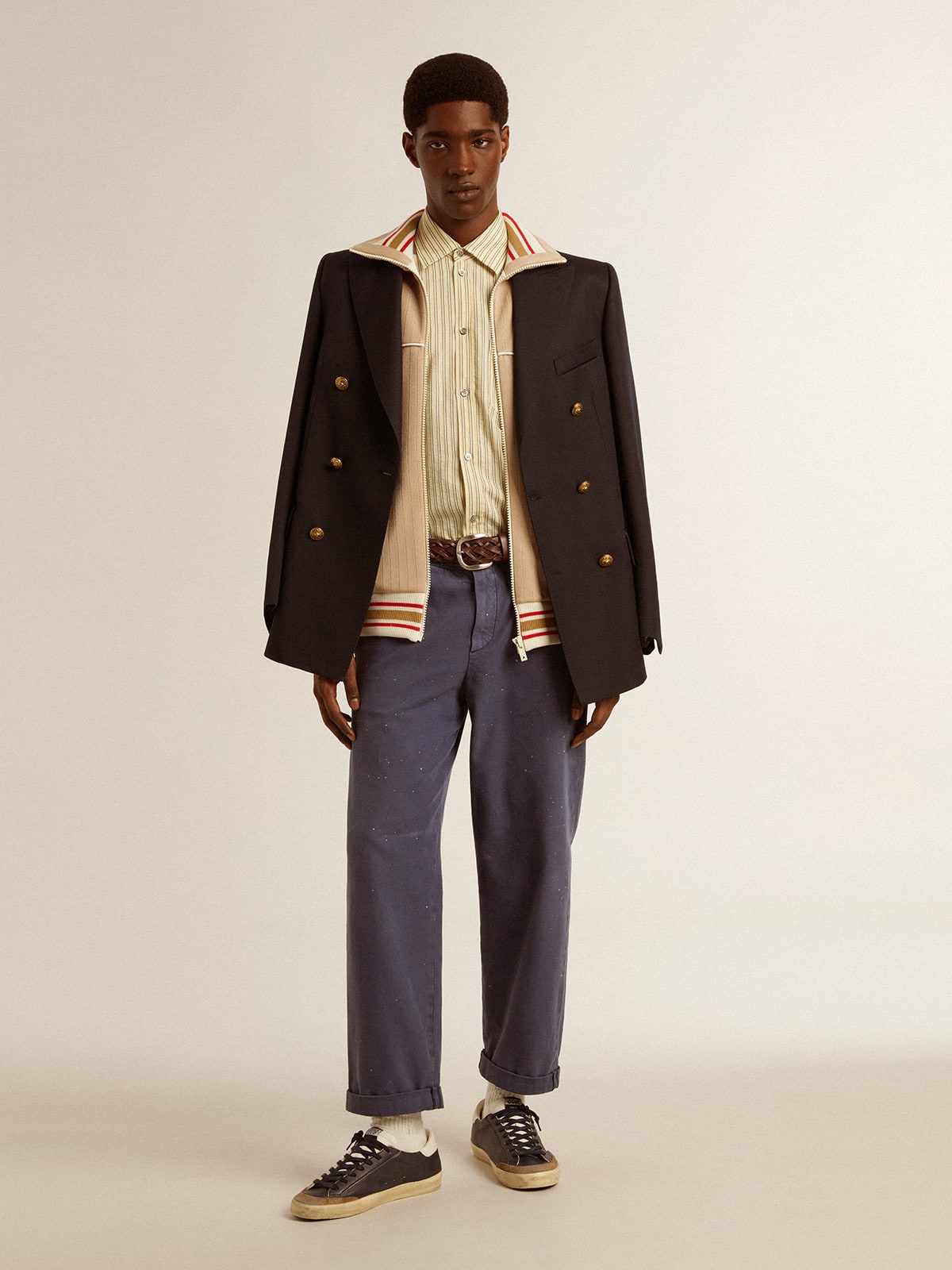 Golden Goose Men's chinos in blue with a lived-in effect
