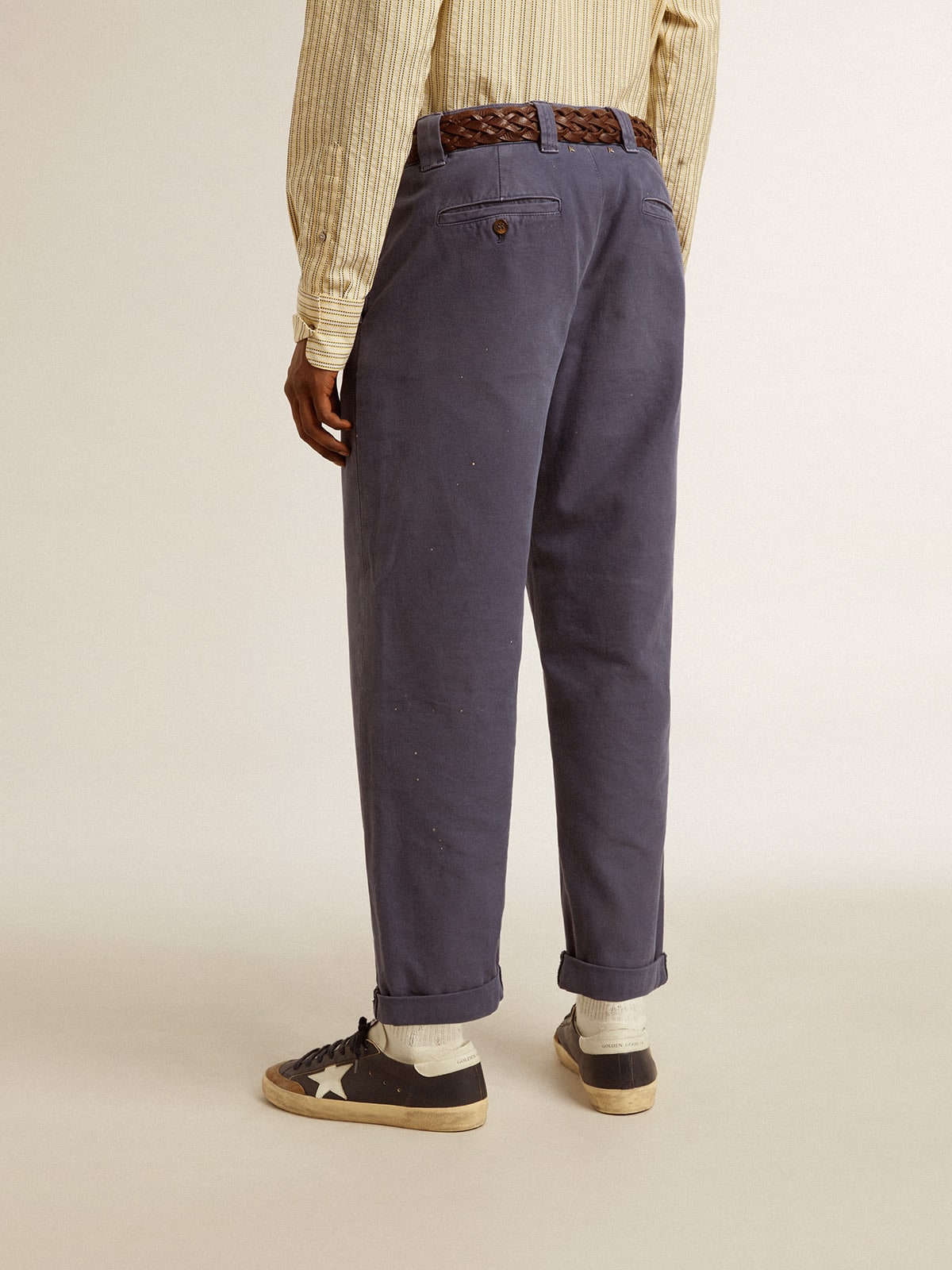 Golden Goose Men's chinos in blue with a lived-in effect